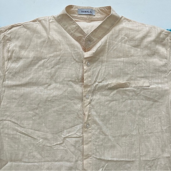 Men’s Short Sleeve Mandarin Collar Shirt Size L - Picture 2 of 11